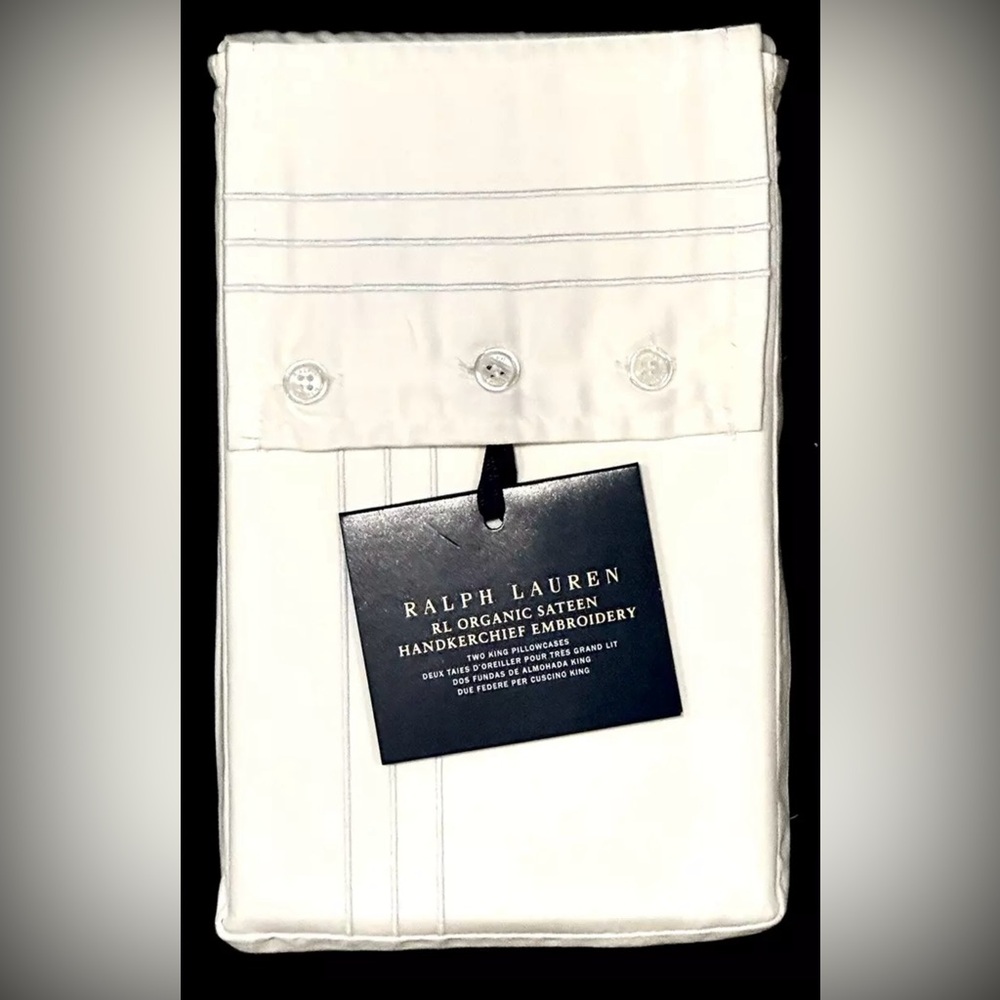 $185 NEW RALPH LAUREN HOME KING PILLOWCASES 624 THREAD COUNT EMBROIDERY HYACINTH